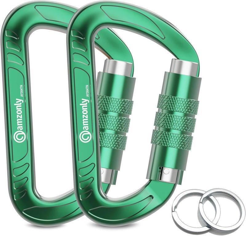 Amzonly 3inch Auto Locking Carabiner Clips Heavy Duty, 12KN /2697lbs Lightweight keychain carabiners, Sturdy Twist Lock Caribeeners for Camping Hiking Hammock Swing Backpack, dog leash and Harness etc - Image 1